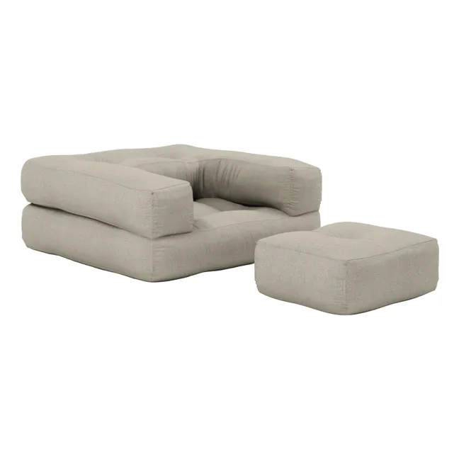 Pouf Cube en Tissu Gris