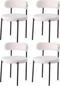 Chaise Velours Blanc – Lot de 4