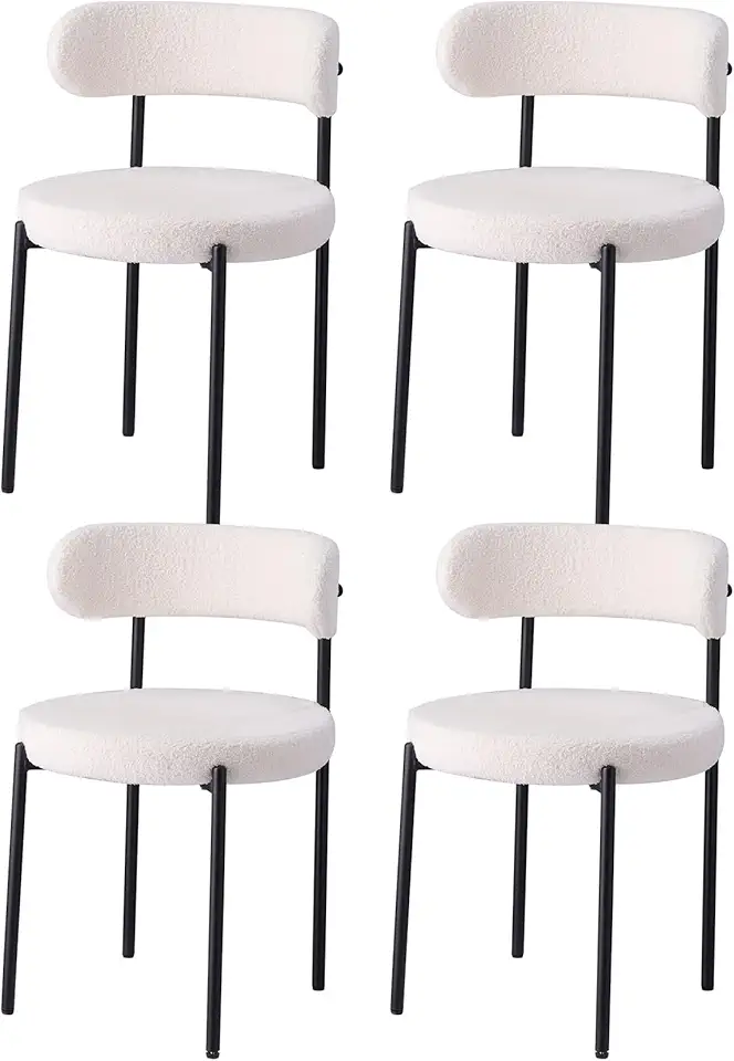 Chaise Velours Blanc – Lot de 4