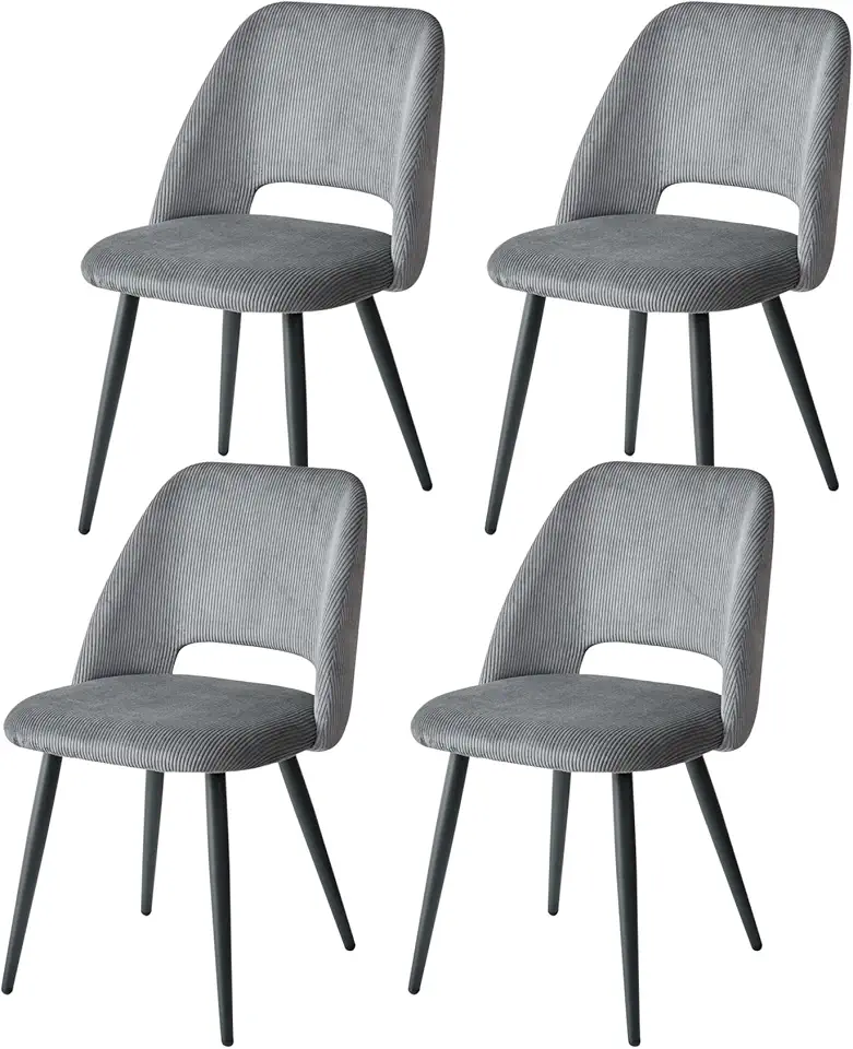 Chaise Moderne en Velours Gris – Lot de 4