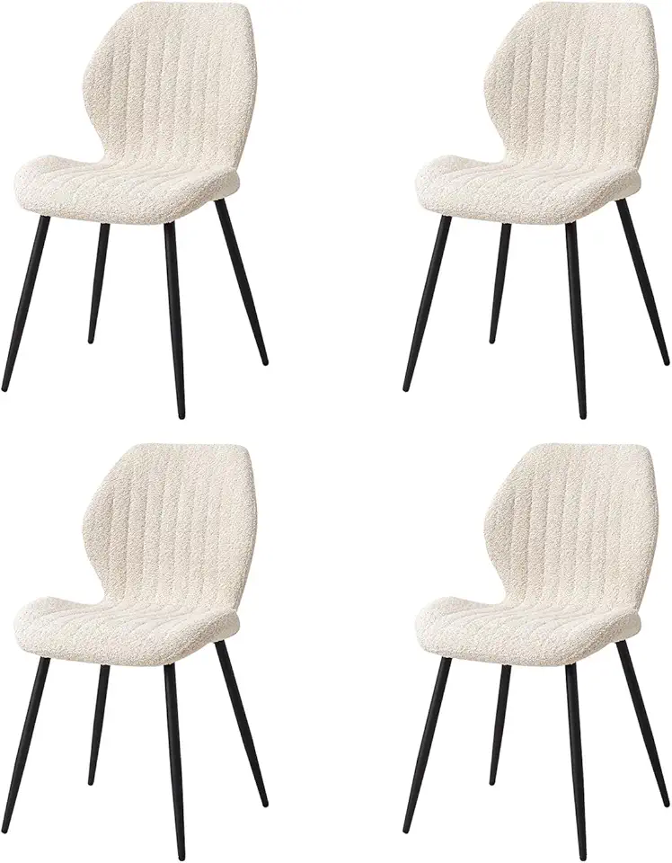 Chaise Nordique Rembourrée en Tissu Beige – Lot de 4