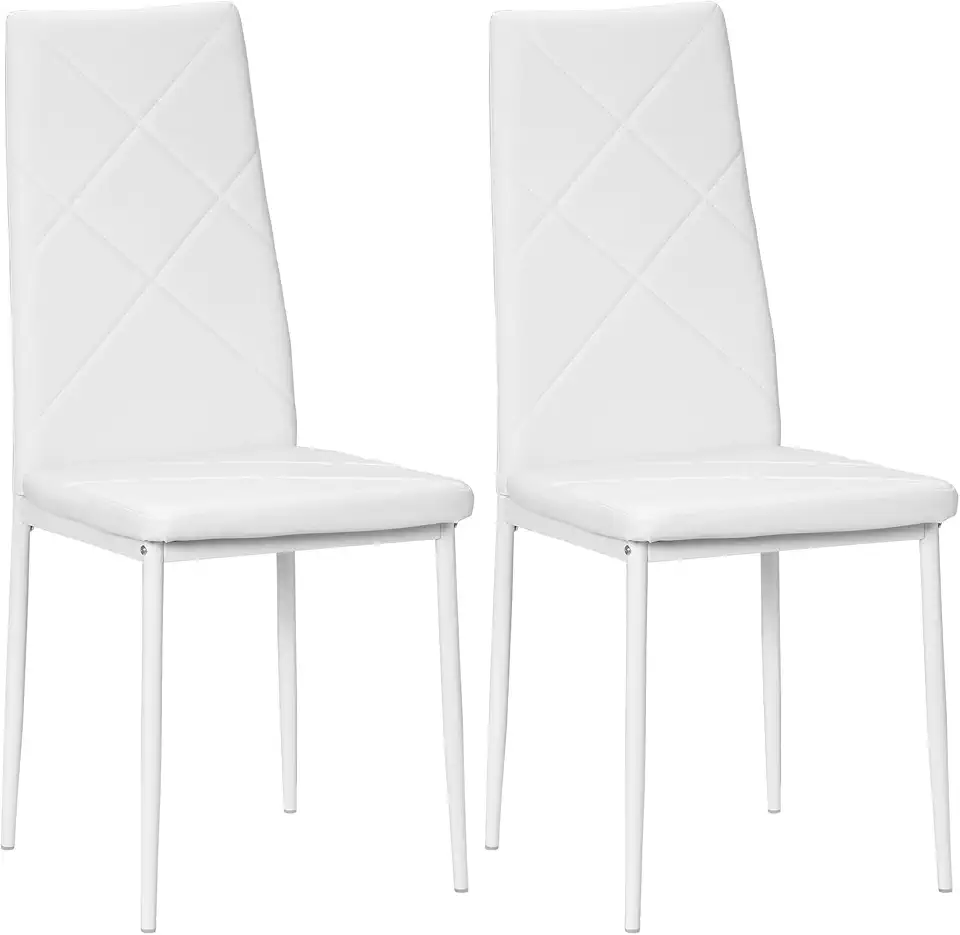 Chaise Moderne en Simili Blanc – Lot de 2