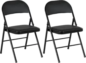 Chaise Pliable en Simili Noir – Lot de 2