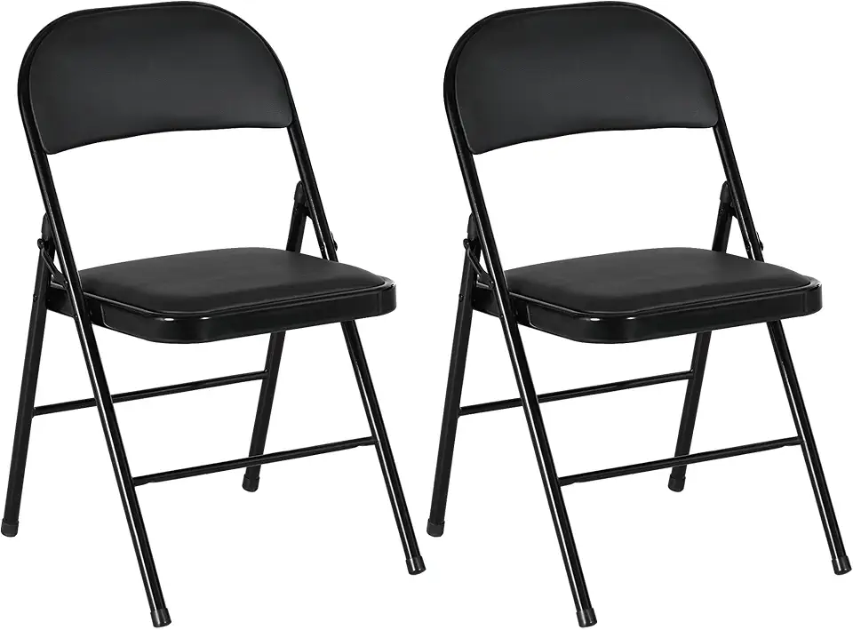 Chaise Pliable en Simili Noir – Lot de 2