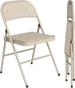 Chaise Pliable en Tissu Beige – Lot de 2
