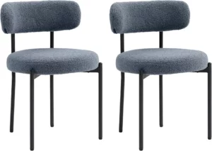 Chaise Moderne en Tissu Noir – Lot de 2