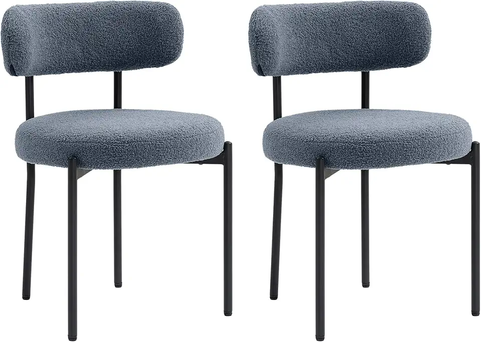 Chaise Moderne en Tissu Noir – Lot de 2