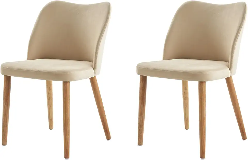 Chaise Moderne en Tissu Beige – Lot de 2