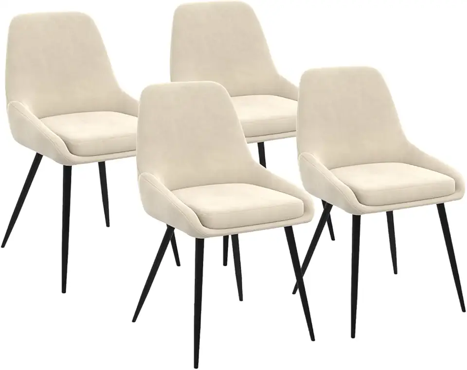 Chaise Thalya en Velours Beige – Lot de 4