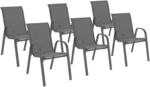 Chaise Empilable en Tissu Noir – Lot de 6