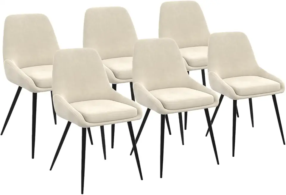 Chaise Thalya en Velours Beige – Lot de 6