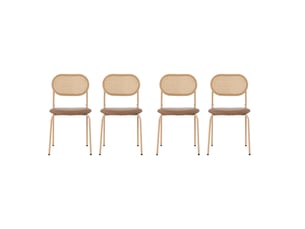 Chaise Ovale en Simili Marron – Lot de 4