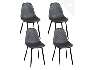 Chaise Nova en Simili Noir – Lot de 4