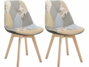 Chaise Nordique Patchwork en Tissu – Lot de 2