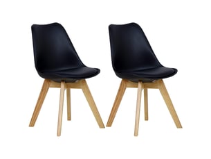 Chaise Nordique en Simili Noir – Lot de 2