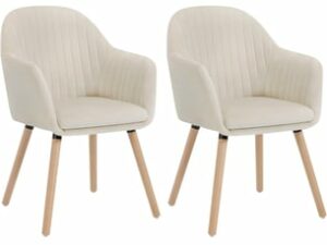 Chaise Velours Crème – Lot de 2