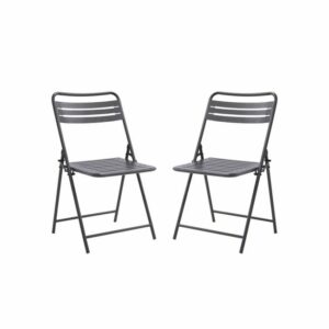 Chaise Café en Acier Anthracite – Lot de 2