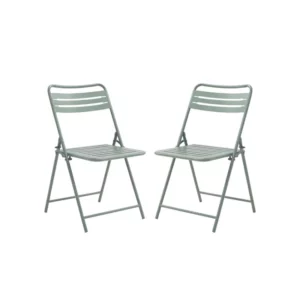 Chaise Pliantes Café en Acier Vert – Lot de 2