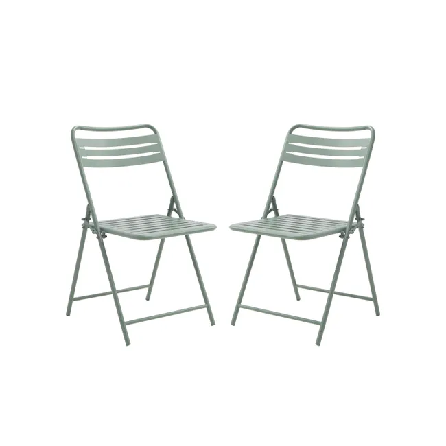 Chaise Pliantes Café en Acier Vert – Lot de 2