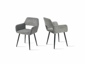 Chaise Velours Côtelé Gris – Lot de 2
