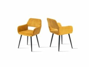 Chaise Velours Jaune – Lot de 2