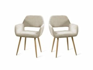 Chaise Scandinave en Tissu Beige – Lot de 2