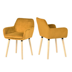 Chaise Elia en Velours Beige – Lot de 2