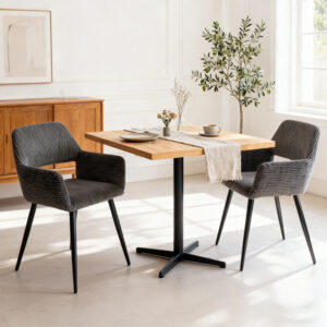 Chaise CROMWELL en Velours Gris – Lot de 2