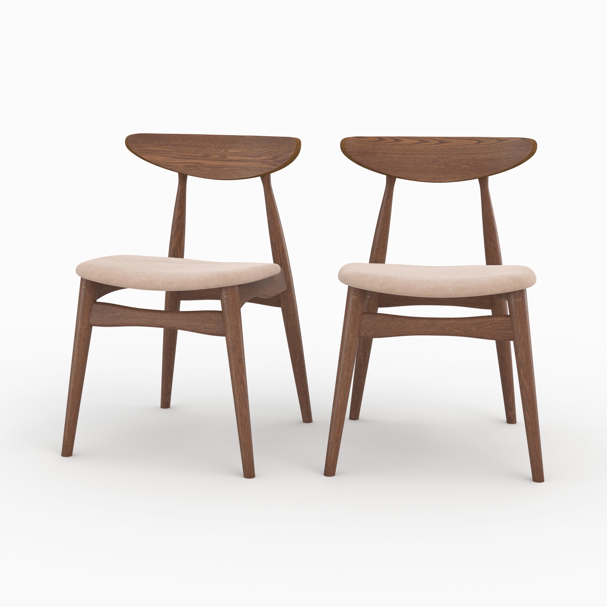 Chaise Josette en Tissu Beige – Lot de 2