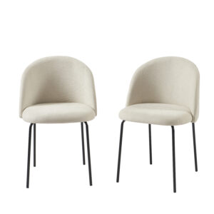 Chaise Abby en Tissu Noir – Lot de 2