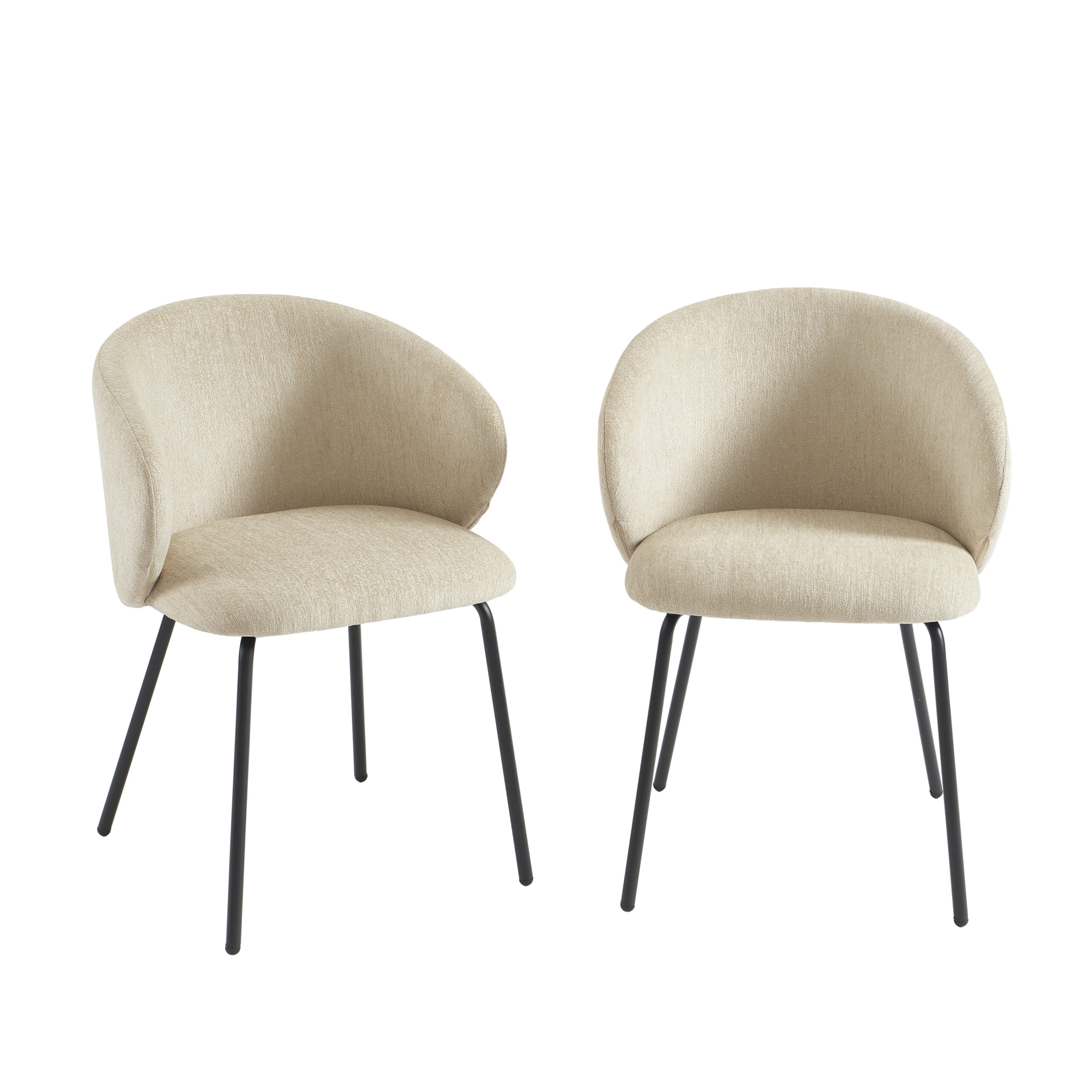 Chaise Cassie en Tissu Gris – Lot de 2