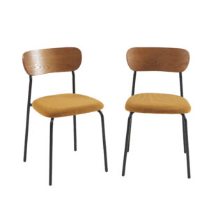 Chaise Frida en Tissu Noir – Lot de 2