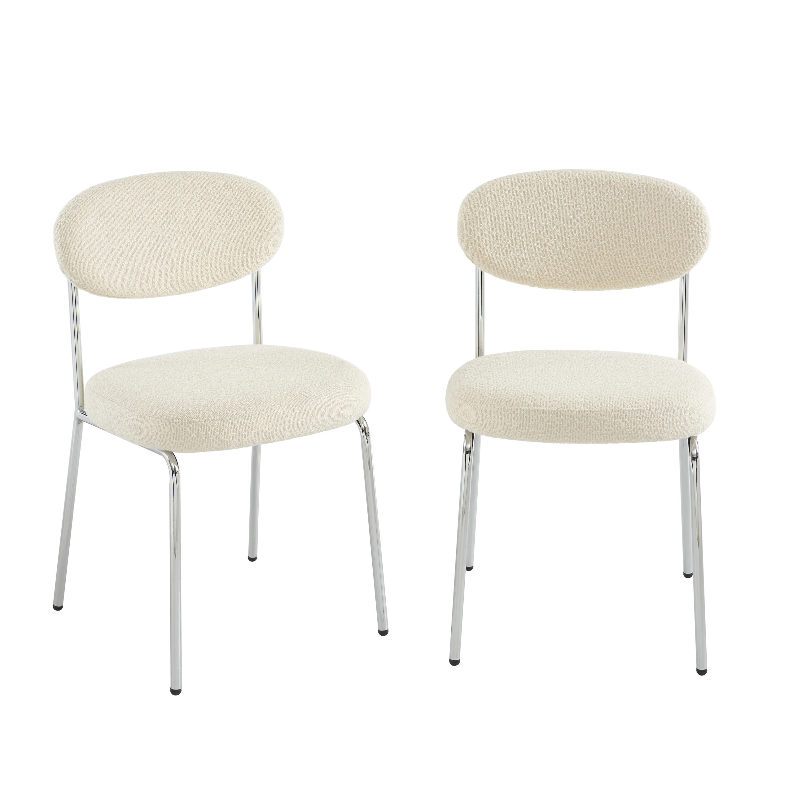 Chaise VICK en Bouclette Beige – Lot de 2