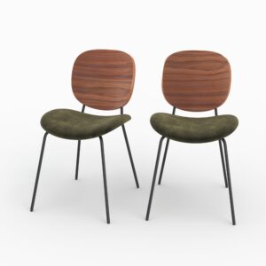 Chaise Simone en Velours Vert – Lot de 2