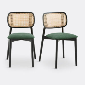 Chaise Rivio en Rotin Noir – Lot de 2