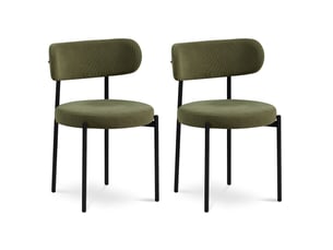 Chaise Velours Kaki Pieds Métal Noir – Lot de 2