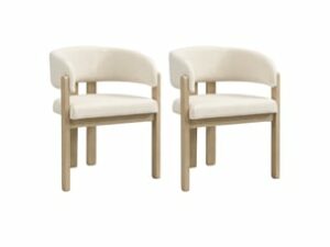 Chaise Tissu Bouclé Naturel – Lot de 2