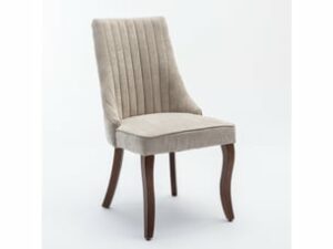 Chaise Rembourrée en Chenille Beige – Lot de 2