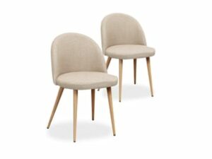 Chaise Scandinave en Tissu Beige Conforama – Lot de 2