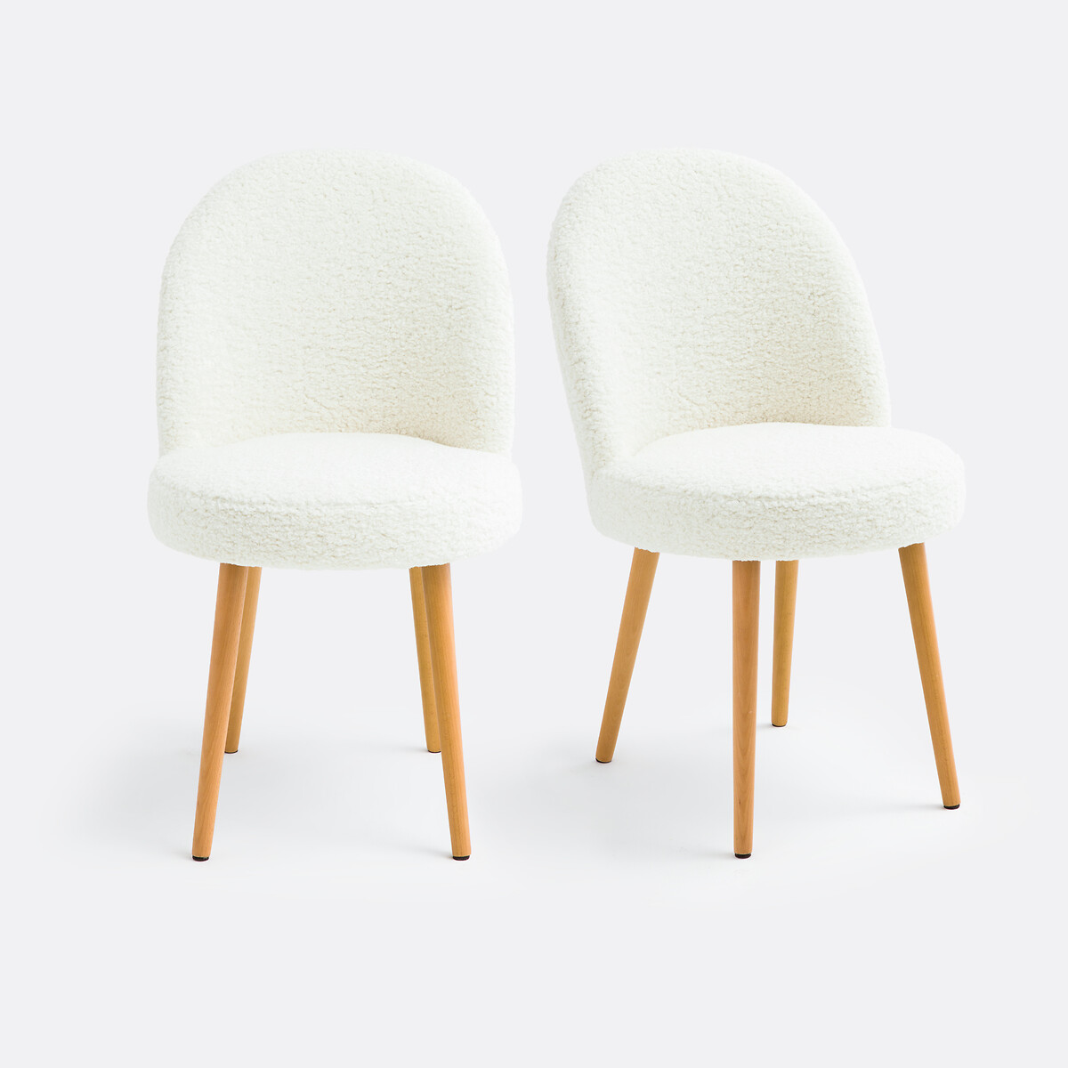 Chaise Inès en Bouclette Beige – Lot de 2