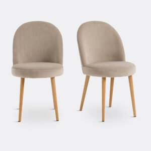 Chaise Inès en Velours Rose – Lot de 2