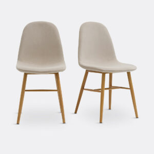 Chaise Polina en Velours Beige – Lot de 2