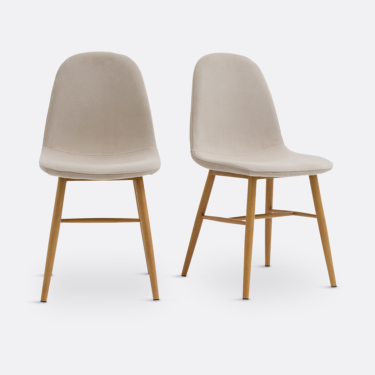 Chaise Polina en Velours Beige – Lot de 2