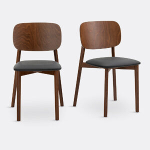 Chaise Peoni en Tissu Noir – Lot de 2