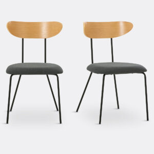 Chaise Vintage en Tissu Noir – Lot de 2