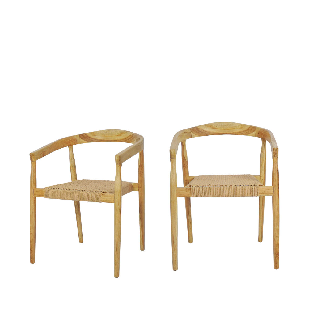 Fauteuil BURI en Corde Marron – Lot de 2