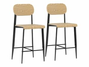 Tabouret Design en Bois Clair – Lot de 2