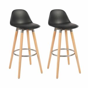 Tabouret Lam en Bois Noir – Lot de 2