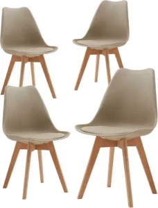 Chaise Rétro Tulip en Tissu Marron – Lot de 4