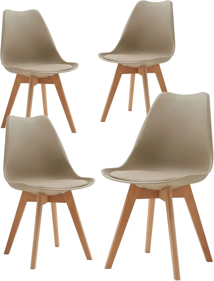 Chaise Rétro Tulip en Tissu Marron – Lot de 4